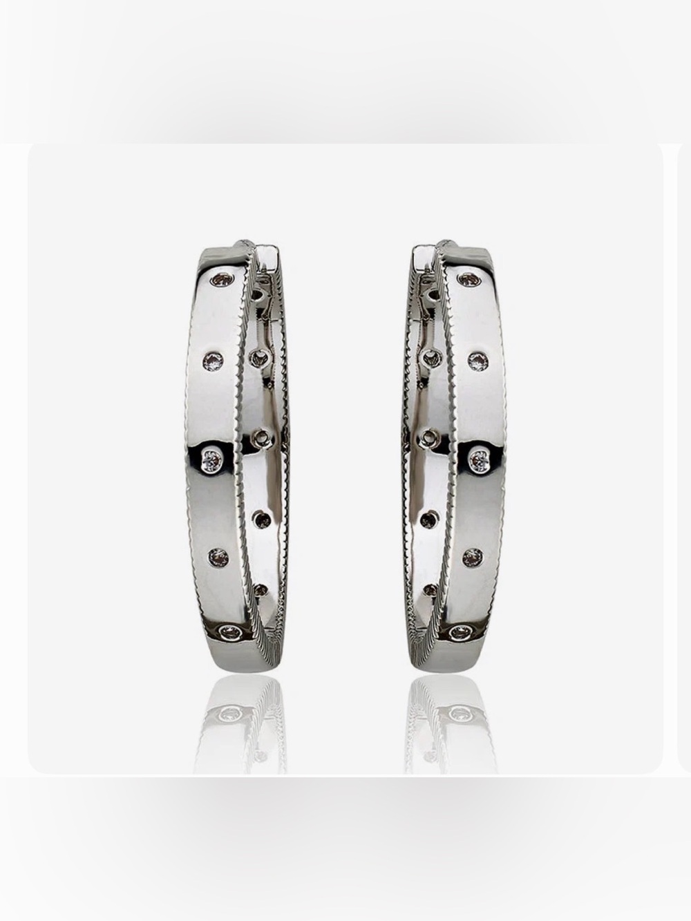 Lmts 14K Gold Plated Rhodium Hoop Hypoallergenic Earrings with Crystal Accents